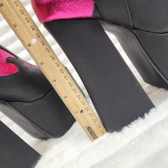 Free Your Mind Western Designed Platform Chunky Heel Knee Boots Festival Gothic - Picture 13 of 17